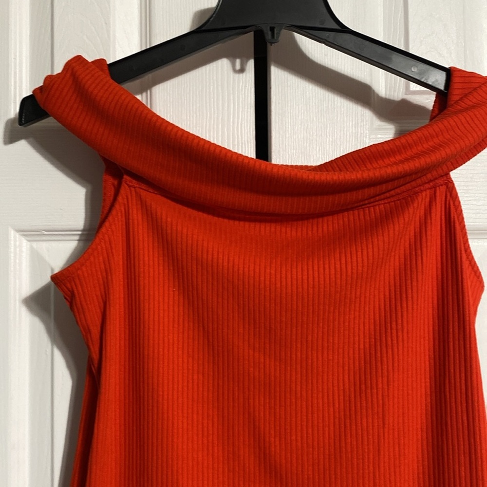 A New Day orange ribbed knit stretch top shirt blouse size XL - Picture 2 of 10